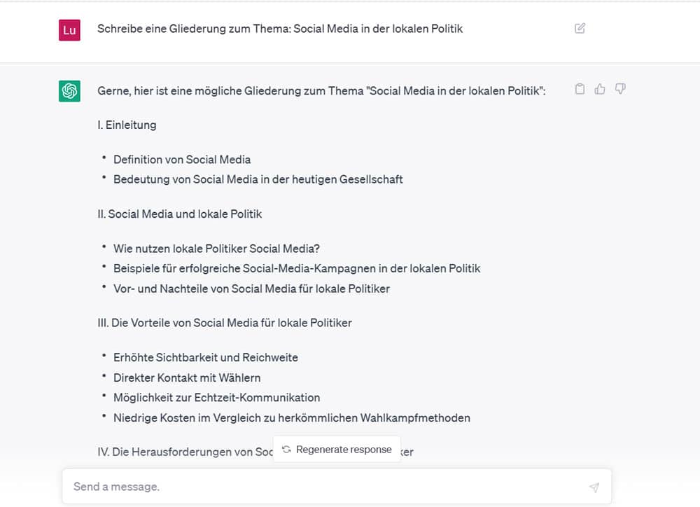 Mit ChatGPT eine Gliederung für deinen Content erstellen