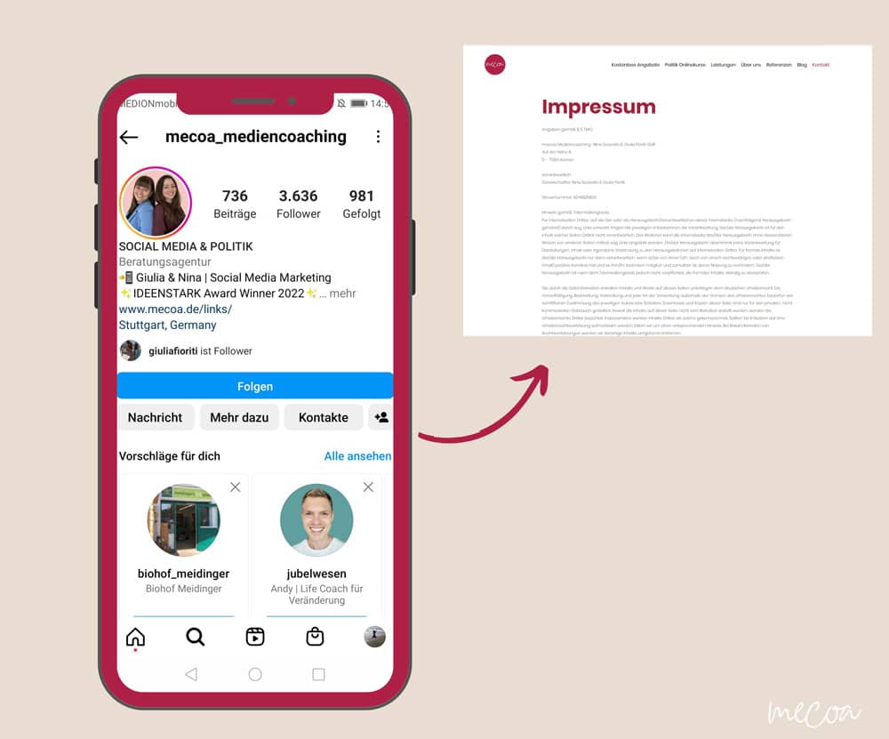 Instagram Abmahnung im Rahmen der Impressumspflicht