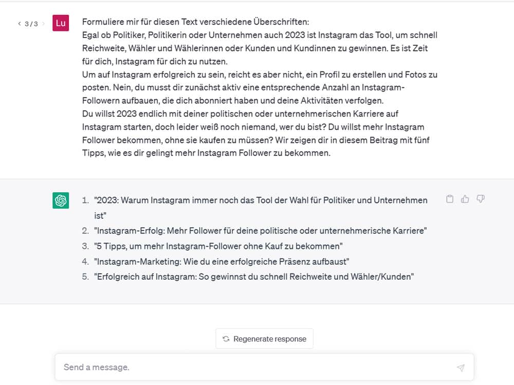 Erstelle mit ChatGPT eine Überschrift für deinen Content